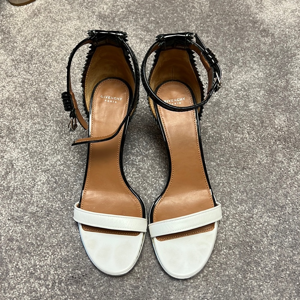 Givenchy black and white heeled sandals.
